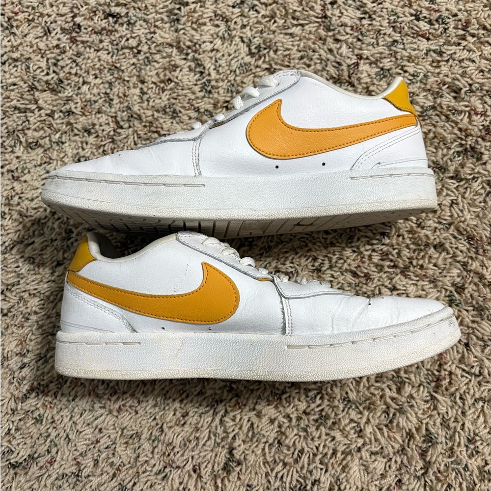 Nike White and Yellow Leather Court Low-Top Sneakers Women’s Size 7.5